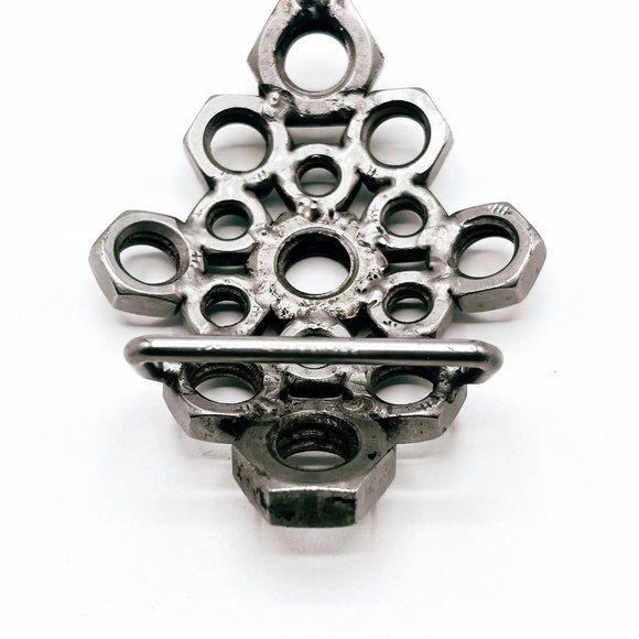 Vintage 70's Welded Steel Hex Nut Belt Buckle, Handcrafted Wearable Art - Picture 4 of 5